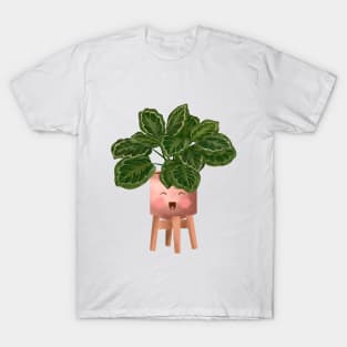 Cute Plant Illustration, Calathea Medallion- Prayer Plant Art T-Shirt